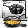 thumbnail image 1 of ZUKA Ceramic Pan by Granitestone, 6 Pc Non Toxic Ceramic Deep Frying Pan Set with Steamer & Spatula, Everyday Pan Skillet, Non Toxic Pans for Cooking, Nonstick Induction, Oven & Dishwasher Safe, 1 of 8
