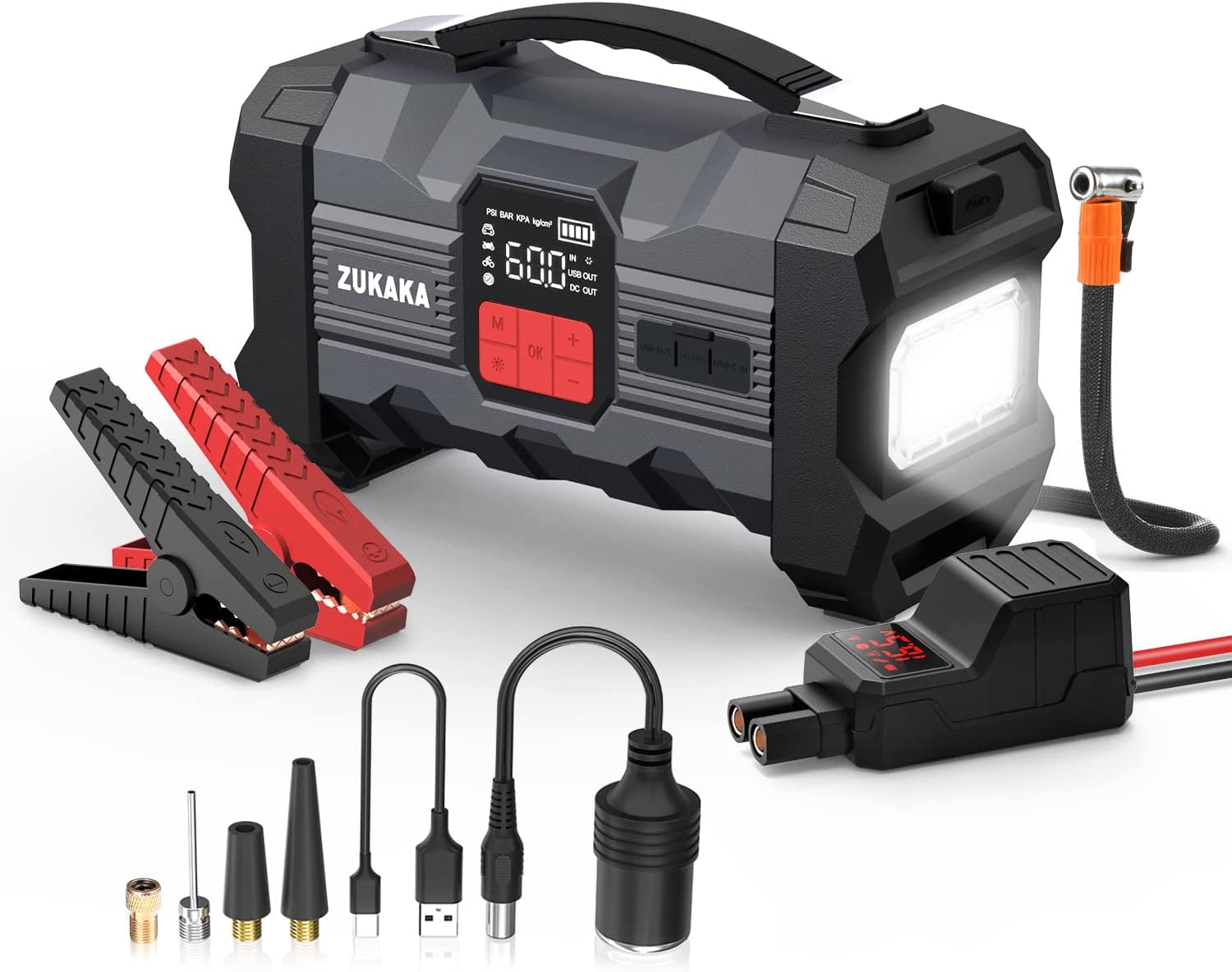 ZUKAKA Car Jump Starter, 4000A Peak 26800mAh 150PSI with Tire Inflator