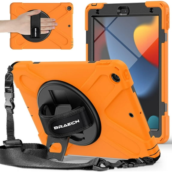 ZUKKASHAN 2021 Apple 10.2-inch iPad 9th Generation Case,iPad 8th/7th Gen 2020/2019 Case for Kids,Heavy Duty Shockproof iPad Case with Screen Protector,Rotating Stand+Hand Strap,Shoulder Strap