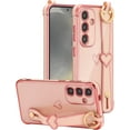 thumbnail image 1 of ZUKKASHAN Compatible with Samsung Galaxy A35 5G Case with Wrist Strap, Flexible Silicone Protective Phone Case with Cute Heart Pattern Kickstand Handle Plating Trim Shockproof Cover, 1 of 5