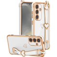 thumbnail image 1 of ZUKKASHAN Compatible with Samsung Galaxy A55 5G Case with Wrist Strap, Flexible Silicone Protective Phone Case with Cute Heart Pattern Kickstand Handle Gold Trim Shockproof Cover, 1 of 5