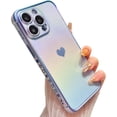thumbnail image 1 of ZUKKASHAN Compatible with iPhone 15 Pro Max (6.7") Case for Girls Women, Luxury Fluorescent Iridescent Matte Silicone Case with Cute Love Heart Pattern Plated Rim Shockproof Cover, 1 of 5