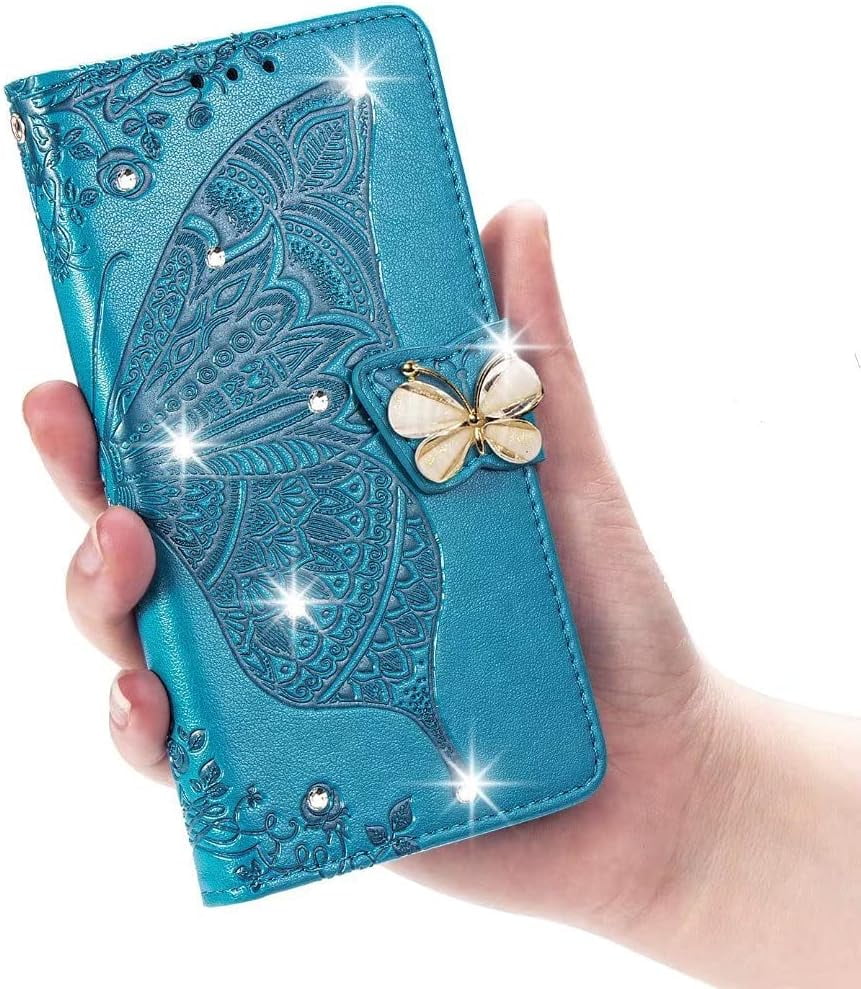 Cover Uposao Per Galaxy A51: Portafoglio A Libro Con Glitter 3D E Pelle Bling, Nero