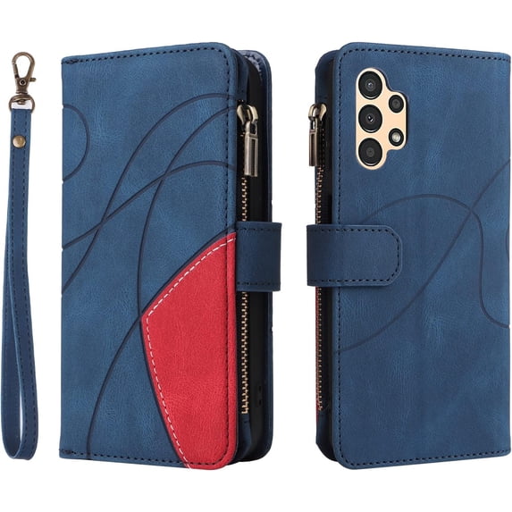 ZUKKASHAN For Samsung Galaxy A15 4G/5G Zipper Case 9 Card Slots with Strap Shockproof Leather Flip Wallet Handbag Zip Pocket Phone Cover Stand Folio Magnetic Shell for Samsung Galaxy A15 4G/5G