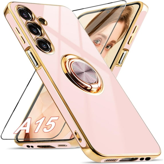 ZUKKASHAN for Samsung Galaxy A16 5G Case, with 360° Rotating Ring Magnetic Stand, Luxurious Gloss Finish and Electroplating Shockproof Protective Phone Cover Case