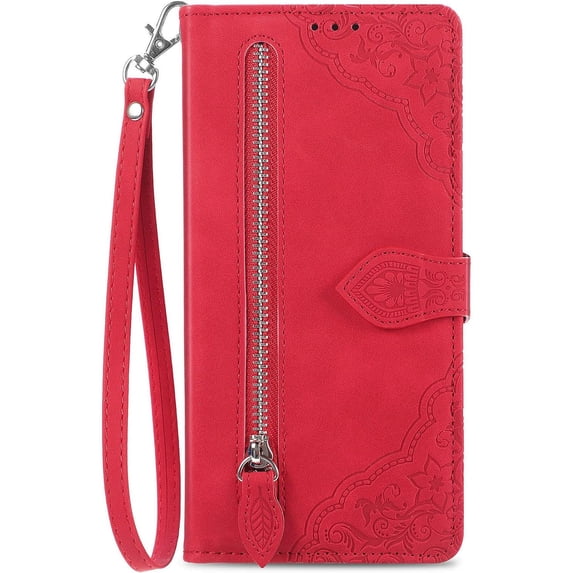 ZUKKASHAN Zip Wallet Case Compatible with Samsung Galaxy A13 4G Phone Case Wallet with Credit Card Holder Strap Stand Women Leather Flip Case Floral Folding Cover Shockproof
