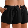 thumbnail image 1 of ZUKMRJPC 2 Packs Womens Athletic Shorts Running Workout Yoga Shorts Summer Drawstring Cotton Sweat Short Pants with Pockets Clearance today, 1 of 9
