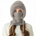 thumbnail image 1 of ZUKMRJPC 3 in 1 Beanie Hat for Women Warm Windproof Knitted Hat Fall Winter Solid Color Comfy Fleece Ski Scarf Mask, 1 of 6