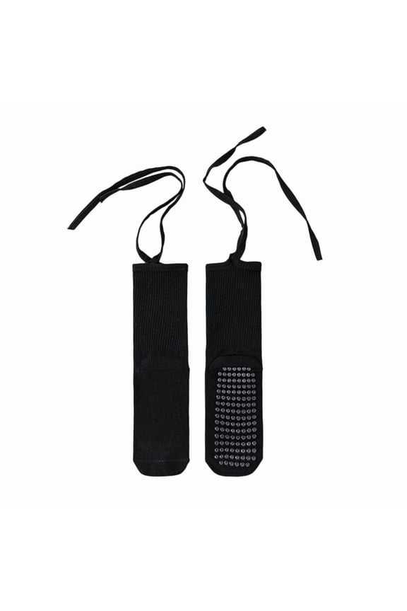 Ballet Tie Grips Socks for Womens Non Slip Sweat-absorbing Long Ribbon-tied Socks Solid Color Sports Socks for Dancing Yoga Pilates