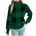 thumbnail image 1 of ZUKMRJPC Christmas Sweater for Women Turtleneck Long Sleeve Plaid Cozy Knitted Pullover Sweaters Fall Casual Slim Fit Tops, 1 of 7