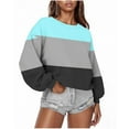 thumbnail image 1 of ZUKMRJPC Crewneck Sweatshirts Women Fashion Color Block Long Sleeve Oversized Pullover Sweater Loose Fit Comfy Fall Tops, 1 of 5