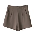 thumbnail image 1 of ZUKMRJPC Dressy Elastic High Waisted Shorts Baggy Office Work Short Loose Fit Wide Leg Shorts Zipper Front Shorts with Pocket, 1 of 9