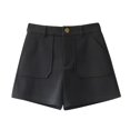 thumbnail image 1 of ZUKMRJPC Dressy Elastic High Waisted Shorts Baggy Office Work Short Loose Fit Wide Leg Shorts Zipper Front Shorts with Pocket, 1 of 4