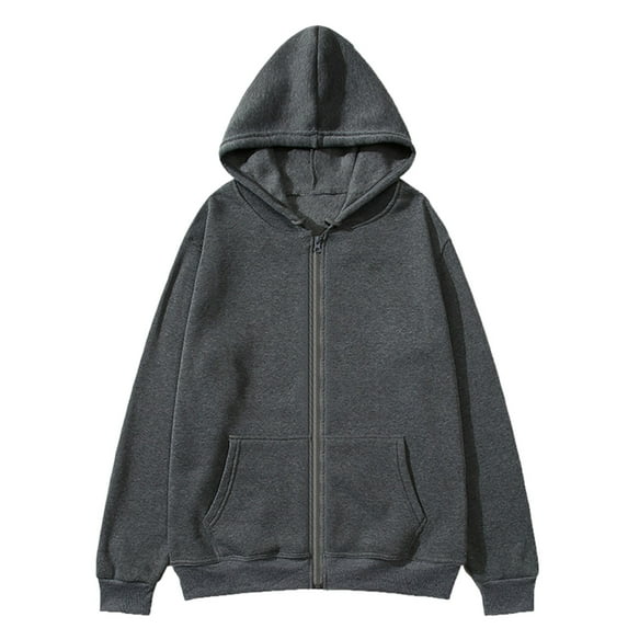 ZUKMRJPC Hooded Sweatshirt for Men Casual Zipper Long Sleeve Fleece Fashion Solid Color Sweatshirts with Pockets