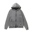 thumbnail image 1 of ZUKMRJPC Hoodies for Men Casual Long Sleeve Zipper Fashion Solid Color Wash Old Hooded Sweatshirt Fall Lightweight Outwear with Pocket, 1 of 6