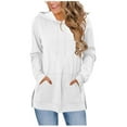 thumbnail image 1 of ZUKMRJPC Hoodies for Women Fashion Split Hem Long Sleeve Drawstring Casual Hooded Sweatshirts Fall Comfy Pullover Tops with Pockets, 1 of 7