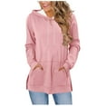 thumbnail image 1 of ZUKMRJPC Hoodies for Women Fashion Split Hem Long Sleeve Drawstring Casual Hooded Sweatshirts Fall Comfy Pullover Tops with Pockets, 1 of 7