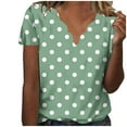 ZUKMRJPC Ladies Polka Dots Scalloped V Neck T Shirts Printed Fashion
