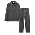 thumbnail image 1 of ZUKMRJPC Men's 2 Piece Tracksuit Set Quarter Zip Long Sleeve Knit Textured Sweatshirt Jogging Sweatpants Suits Casual Sports Outfits, 1 of 6