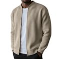 thumbnail image 1 of ZUKMRJPC Men's Bomber Jacket Long Sleeve Full Zip Solid Color Textured Outwear Spring Fall Casual Stylish Stand Collar Lightweight Jacket, 1 of 6