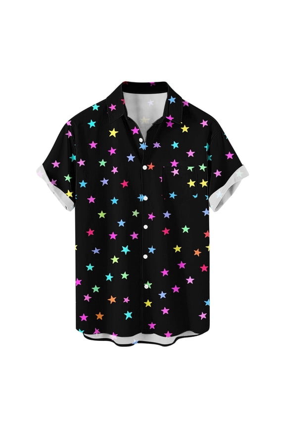Men's Button Down Shirts Short Sleeve Fashion Printed Party Shirts Slim Fit Casual Lightweight Summer Beach Shirts