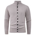 thumbnail image 1 of ZUKMRJPC Men's Button Down Sweaters Fall Fashion Long Sleeve Solid Color Elastic Chunky Sweaters Cardigan Casual Stand Collar Knit Tops, 1 of 3