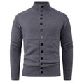thumbnail image 1 of ZUKMRJPC Men's Button Down Sweaters Fall Fashion Long Sleeve Solid Color Elastic Chunky Sweaters Cardigan Casual Stand Collar Knit Tops, 1 of 5