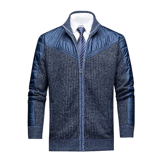 ZUKMRJPC Men's Cardigan Full Zip Stand Collar Knitted Textured Jacket Casual Lightweight Slim Fit Fall Winter Outwear with Pocket
