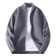 thumbnail image 1 of ZUKMRJPC Men's Cardigan Sweater Two Way Zipper Stand Collar Solid Color Casual Sweaters Fall Lightweight Loose Fit Soft Cozy Knit Textured Outwear, 1 of 7