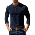 thumbnail image 1 of ZUKMRJPC Men's Casual Crewneck T-Shirts Long Sleeve Textured Fall Half Button Pullover Tees Lightweight Slim Fit Soft Comfy Tops, 1 of 7