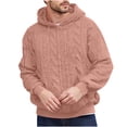 thumbnail image 1 of ZUKMRJPC Men's Casual Double-sided Fleece Hoodies Winter Jacquard Solid Color Drawstring Hooded Sweatshirt Warm Comfy Pullover Tops, 1 of 3