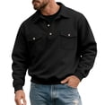 thumbnail image 1 of ZUKMRJPC Men's Casual Fleece Sweatshirt Long Sleeve Lapel Button Down Pullover Sweatshirt Fall Lightweight Comfy Work Tops with Pockets, 1 of 4