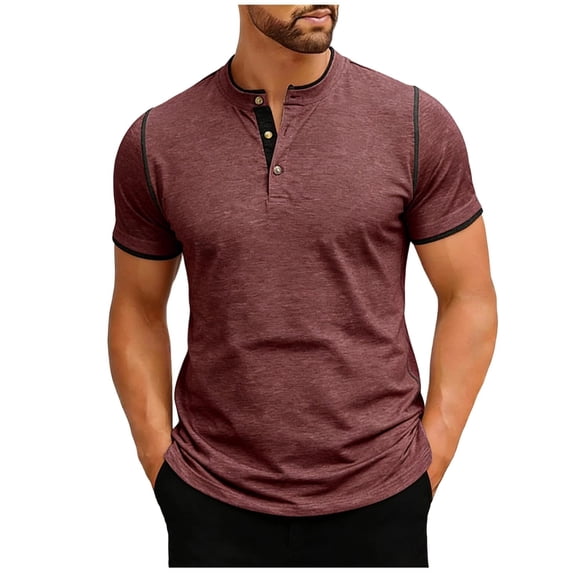 ZUKMRJPC Men's Casual Golf Shirts Classic Short Sleeve Stand Collar Basic Button Shirt Slim Fit Lightweight Summer Workout Athletic Tops