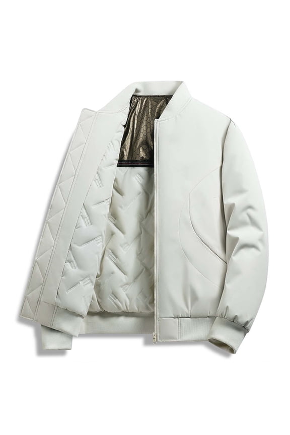 Men's Casual Jacket Fleece Lined Classic Baseball Collar Zipper Solid Color Lightweight Jacket Fall Warm Thick Coats