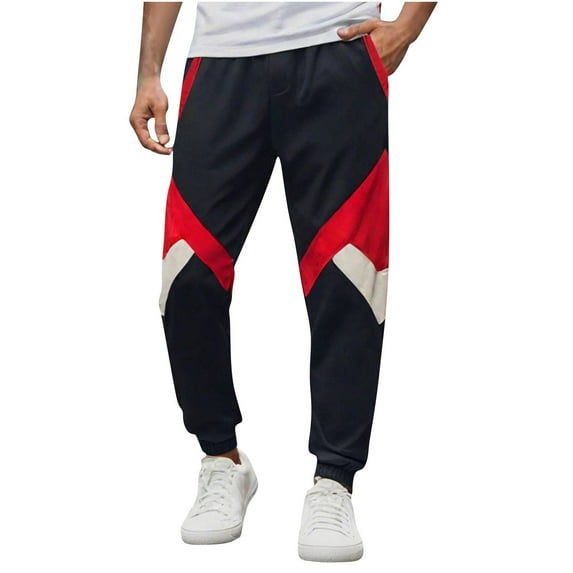 ZUKMRJPC Men's Casual Joggers Pants Patchwork Lightweight Breathable Hiking Pants Loose Fit Comfy for Casual Outdoor Workout Sport