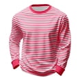 thumbnail image 1 of ZUKMRJPC Men's Casual Striped Shirts Long Sleeve Crewneck Basic T-Shirts Loose Fit Soft Comfort Spring Summer Work Athletic Tee Tops, 1 of 5
