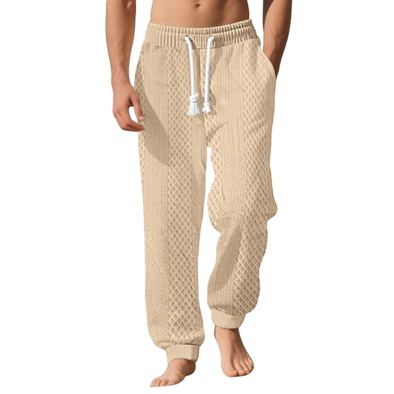 ZUKMRJPC Men's Casual Sweatpants Elastic Waist Drawstring Lightweight Soft Knitted Textured Athletic Pants with Pockets