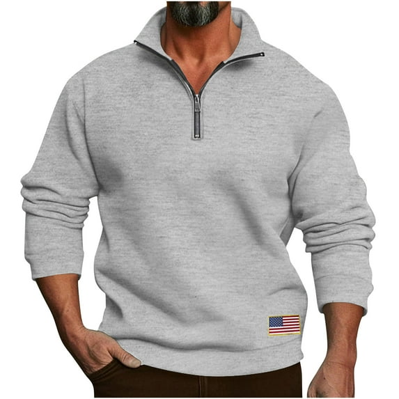 ZUKMRJPC Men's Casual Sweatshirt Quarter Zip Stand Collar Loose Fit Soft Fleece Lined Pullover Tops Lightweight Comfy Sport Shirt