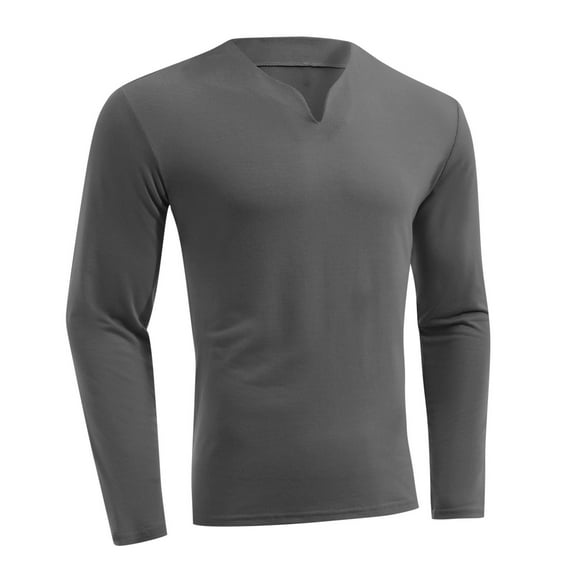 ZUKMRJPC Men's Casual T-Shirts V-Neck Loose Fit Long Sleeve Solid Color Shirts Workout Outdoor Sport Basic Tee Tops