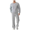 thumbnail image 1 of ZUKMRJPC Men's Casual Tracksuit 2 Piece Long Sleeve Knitted Textured Tracksuit & Joggers Sweatpants Running Jogging Sport Suit Sets, 1 of 7