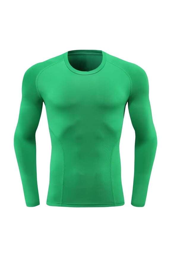Men's Compression Shirts Long Sleeve High Elastic Slim Fit Crewneck Pullover Running Workout Athletic Gym Baselayer Undershirts