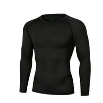 ZUKMRJPC Men's Compression Shirts Long Sleeve High Elastic Slim Fit Pullover Winter Fleece Warm Running Athletic Gym Baselayer Undershirts