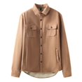 thumbnail image 1 of ZUKMRJPC Men's Corduroy Button Down Shirt Long Sleeve Fleece Lined Vintage Solid Color Shirts Casual Warm Thick Shirt Jacket with Pockets, 1 of 8