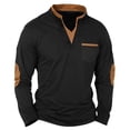 thumbnail image 1 of ZUKMRJPC Men's Cotton V-Neck Sweatshirt Casual Long Sleeve Patchwork Pullover Sweatshirt Soft Breathable Sport Workout Tops with Pocket, 1 of 3