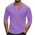 thumbnail image 1 of ZUKMRJPC Men's Crewneck Cotton Shirts Lightweight Casual Long Sleeve Slim Fit Button Up Pullover Soft Comfy Tops with Pocket, 1 of 4