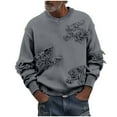 thumbnail image 1 of ZUKMRJPC Men's Crewneck Sweater Long Sleeve Trendy Destructive Effect Pullover Sweaters Casual Warm Loose Solid Color Knitted Tops, 1 of 6