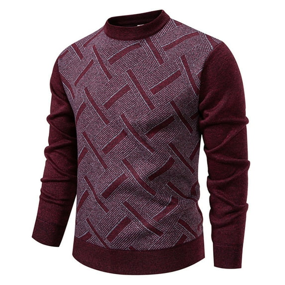 ZUKMRJPC Men's Crewneck Sweater Soft Casual Vintage Striped Pullover Sweater Lightweight Slim Fit Warm Knitted Textured Sweaters