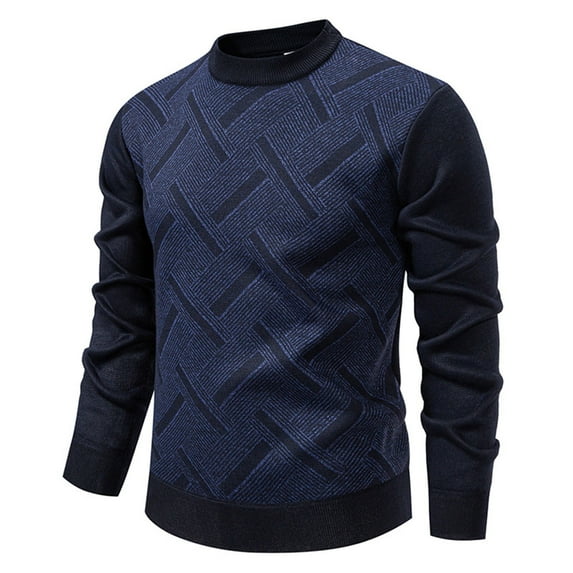 ZUKMRJPC Men's Crewneck Sweater Soft Casual Vintage Striped Pullover Sweater Lightweight Slim Fit Warm Knitted Textured Sweaters