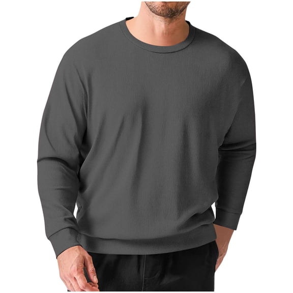 ZUKMRJPC Men's Crewneck Sweater Soft Cozy Long Sleeve Pullover Sweaters Classic Solid Color Regular Fit Basic Fall Winter Knitted Tops
