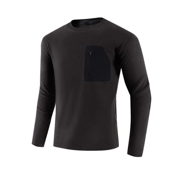 ZUKMRJPC Men's Crewneck Sweatshirt Casual Slim Fit Long Sleeve Solid Color Warm Fleece Athletic Pullover Tops with Zipper Pocket